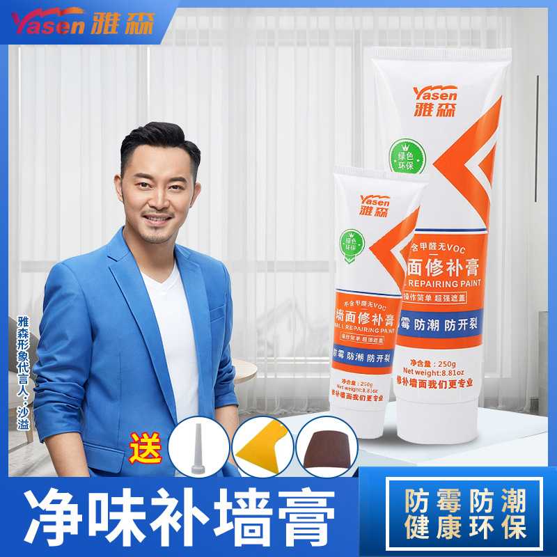 雅森防霉裂缝钉眼修复腻子 白色补墙膏家用墙面修补膏