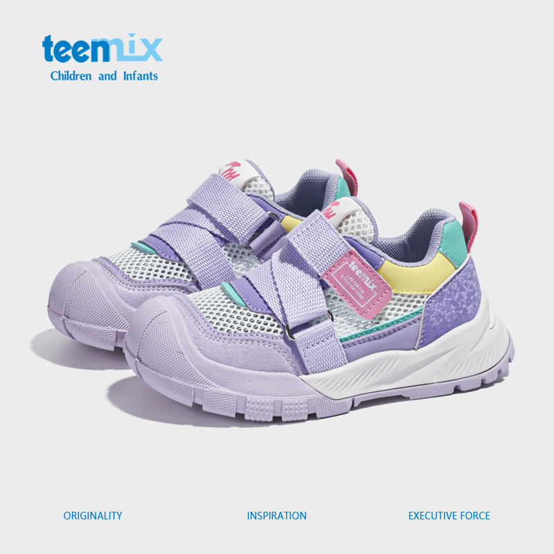 天美意童鞋2025夏季新款女童软底网面透气休闲鞋男童潮百搭运动鞋