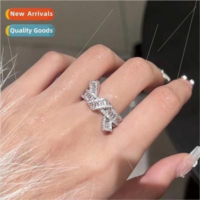 2023 Super Shiny Row Diamonds Button Knot Ring lver Glter Di