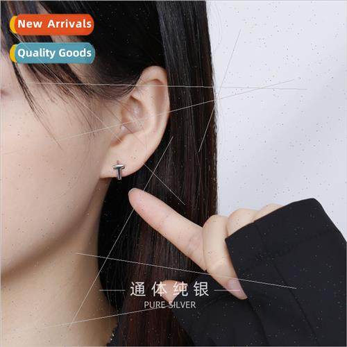 S925 silver wh diamonds letter T-shaped earrings cold wind s