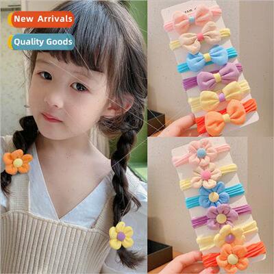 Children bow flower 6 pcs hair rope set set high elasticy ha