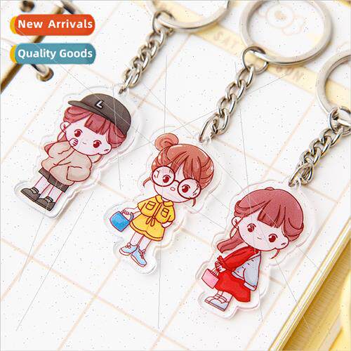 Cartoon ins cute creative girl acrylic keychain book bag pen
