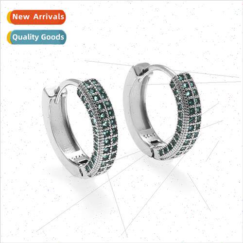Classic mple Circle Earrings Fine Set Green Zirconia Anti-Al