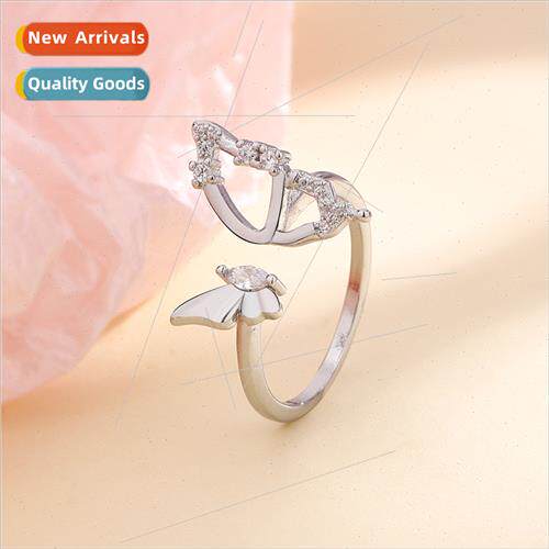 Zirconia Hollowed Out Butterfly Ring Female Sweet Delicate O