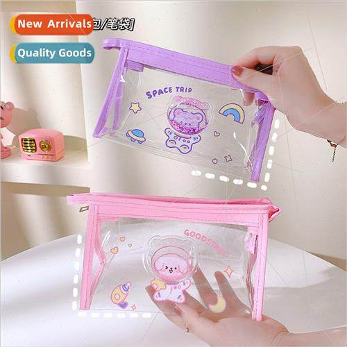 Cute quickspen pouch pvc transparent storage bag large capac