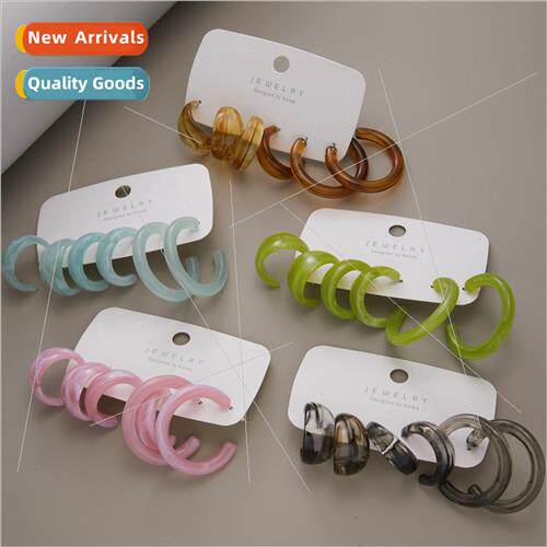 New colorful resin earrings适用women Europe fashion daisy fl