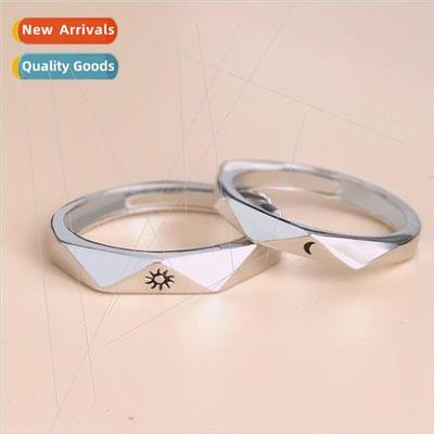 Couple ring Creative moon sun rhombus opening couple ring ri