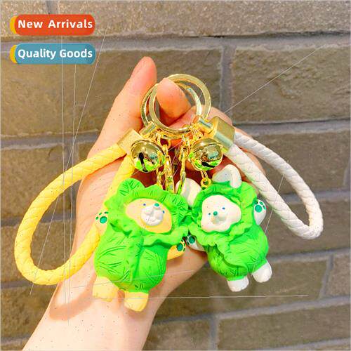 Cartoon resin cabbage dog car pendant key ring doll doll key