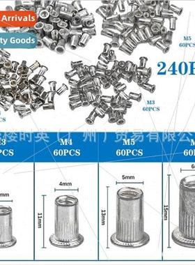 240PCS Flat Head Vertical Rivet Nuts Bagged Aluminum Rivet N