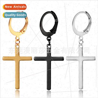 Europe Black lver Earrings Tanium Steel Chain Earrings Stain