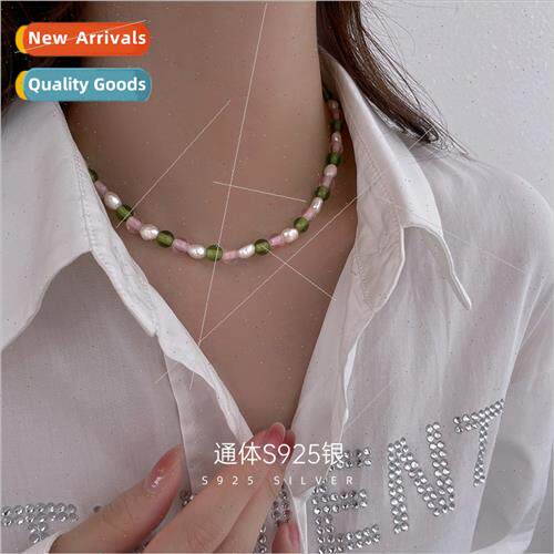 S925 silver lurex beaded necklace female Korea ins niche nec
