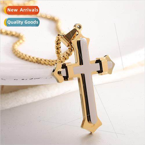 Hip Hop Rap PapHop Set  Men Cross Stainless Steel Necklace W