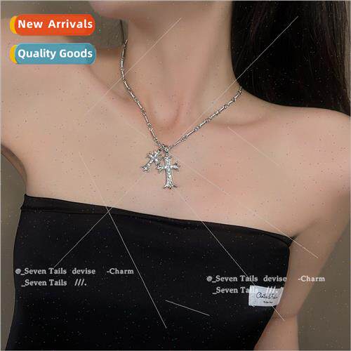 Double Cross Necklace Women Pendant Sense Baroque Accessorie