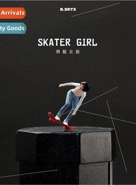 1:64 scooter girl miniature doll set girl model sandbox scen