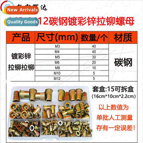 color zinc plated rivet nut set box flat head vertical threa