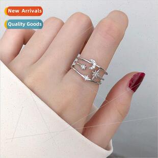 Double Layer Stars Moon Ring Women Open Adjustable Proposal