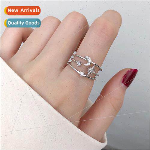 Double Layer Stars Moon Ring Women Open Adjustable Proposal