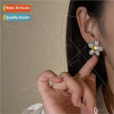 Qiao Xin flower earrings zirconia sweet cute girl petals S92