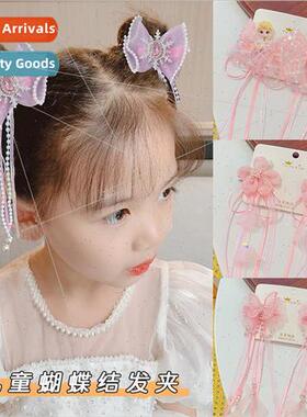 Children Frozen Elsa pair clip princess bow hairpin girls ta