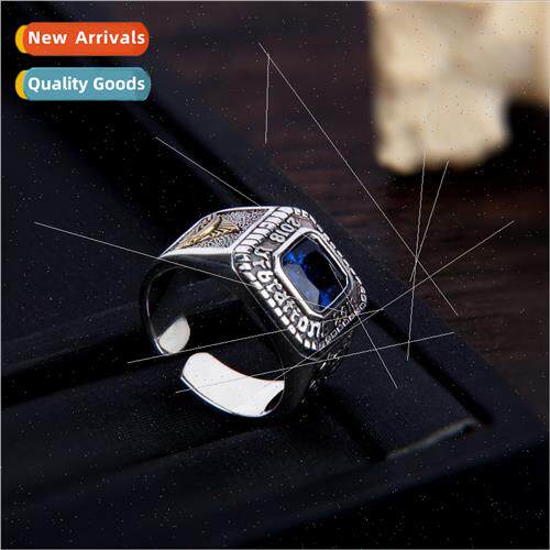 Vintage Fashion Blue Zirconia God Eye Ring Men Hip Hop Open
