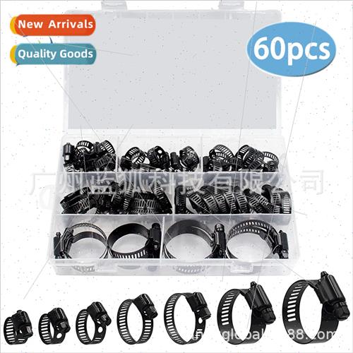 60pcs Boxed Stainless Steel Black Plated American Hoop Set A