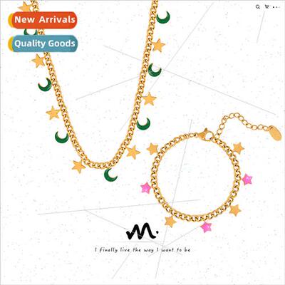French romantic vintage star moon combination jewelry neckla