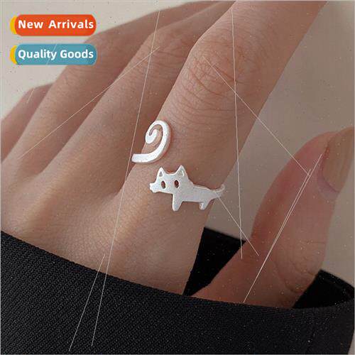 Frosted cat ring female ins niche minimalist cute small anim