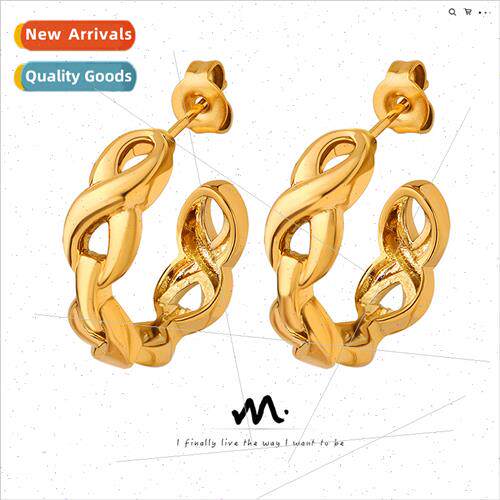 Europe fashion brass material earrings simple hollow 8 cross