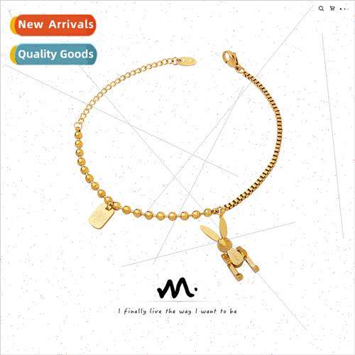 Europe niche mechanical rabb tanium steel charm bracelet box