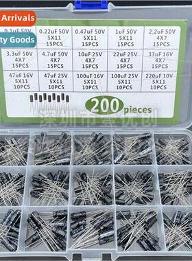 200pcs15 kinds specifications 15 kinds 0.1uF-220uF 50V in-li