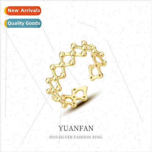 925 silver hollow open ring female ins Europe niche vintage