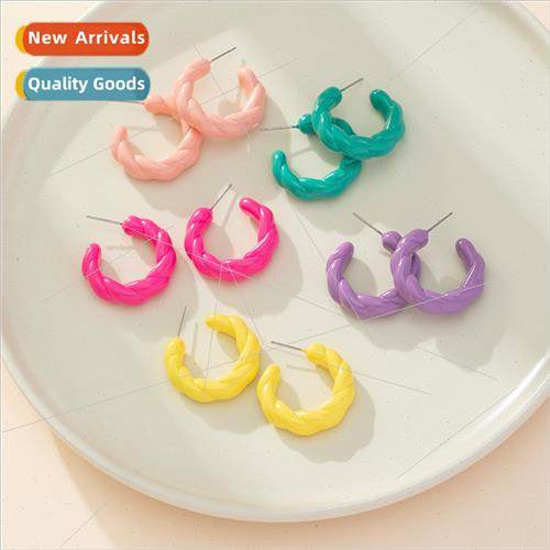Twisted Loop Spray Paint Earrings Candy Color Earrings Acryl