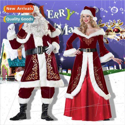 Europe Christmas Costumes Adult Men and Women Santa Claus Ch
