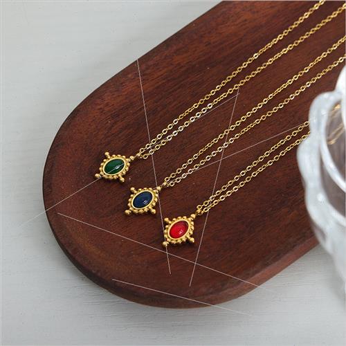 French retro niche tanium steel gold-plated colorful agate s