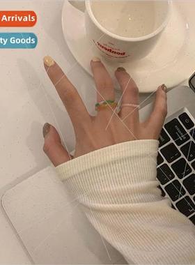 Colorful Acrylic Acetate Ring Female Vegan Circle che Beaded