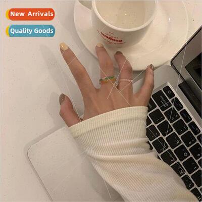 Colorful Acrylic Acetate Ring Female Vegan Circle che Beaded