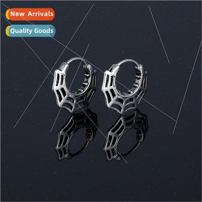 stainless steel casting earrings hollow spider web shape ear