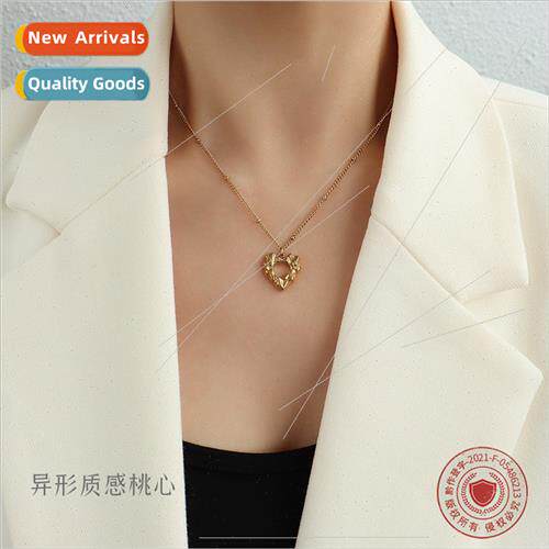 French chocker peach heart heart pendant necklace tanium ste