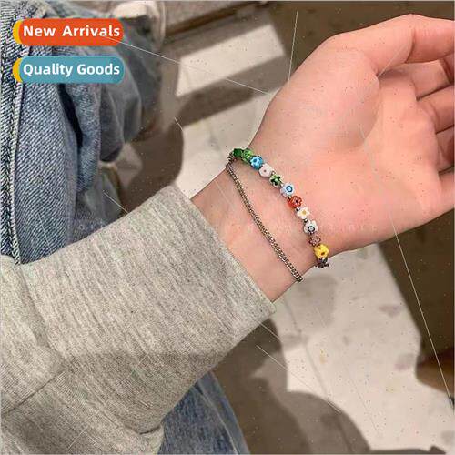 Summer Double Layer Colorful Flower Splicing Bracelet 2022 N