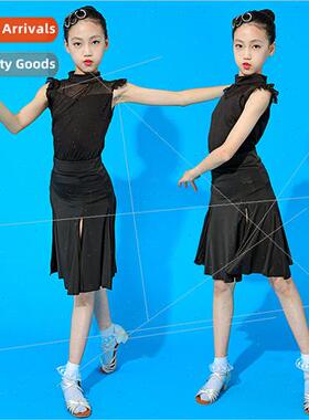 Latin Dance Costume Girls Latin Children Spl Black Sleeveles
