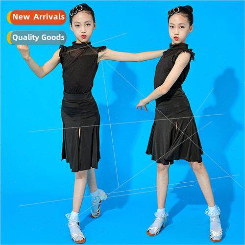 Latin Dance Costume Girls Latin Children Spl Black Sleeveles