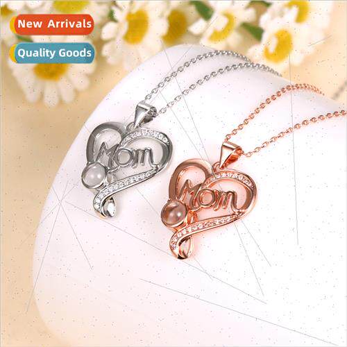 mom peach heart with diamonds necklace适用women 100 language