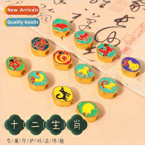 Alloy oil drip zodiac trans enamel colorful beads DIY bracel