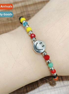 Korea rainbow smiley love bracelet women niche hundred elast