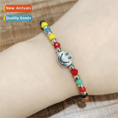 Korea rainbow smiley love bracelet women niche hundred elast