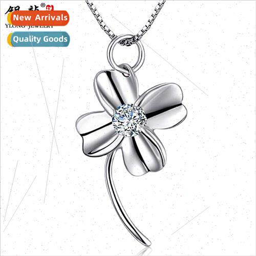 s925 silver jewelry amethyst whe clover necklace female pend
