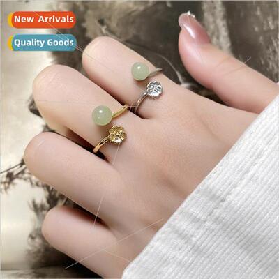 Flower Ring Women Vintage Elegant Court Gold Jasper Transfer