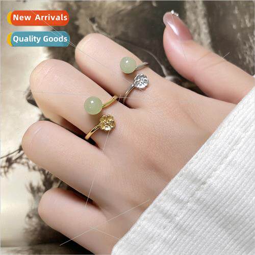 Flower Ring Women Vintage Elegant Court Gold Jasper Transfer