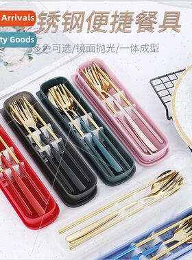 304 cutlery Korea spoons ks chopsticks students portable thr