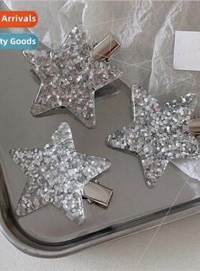 Sequins star hair clips glter pentagram duckbill clip y2k si